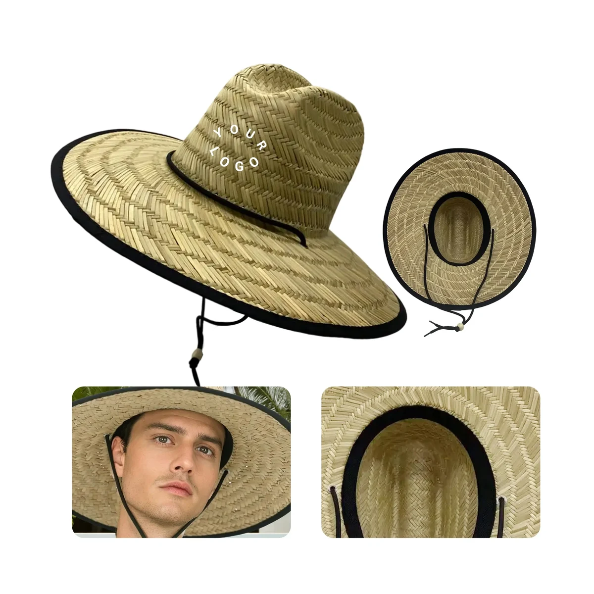 MOQ 50 Wide-Brim UPF50+ Lifeguard Straw Hat 1
