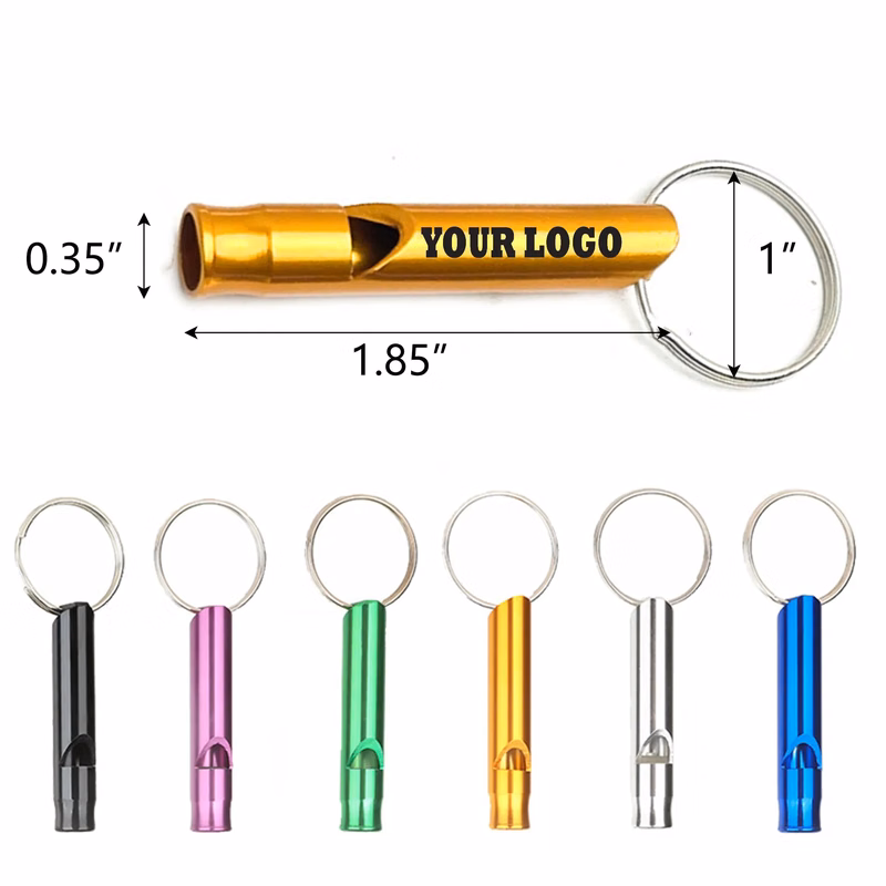 MOQ100 Outdoor Aluminum Whistle Key Chain