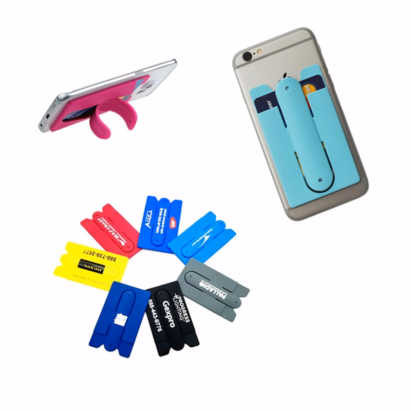 Rubberized Phone Wallet With Kickstand-Blank
