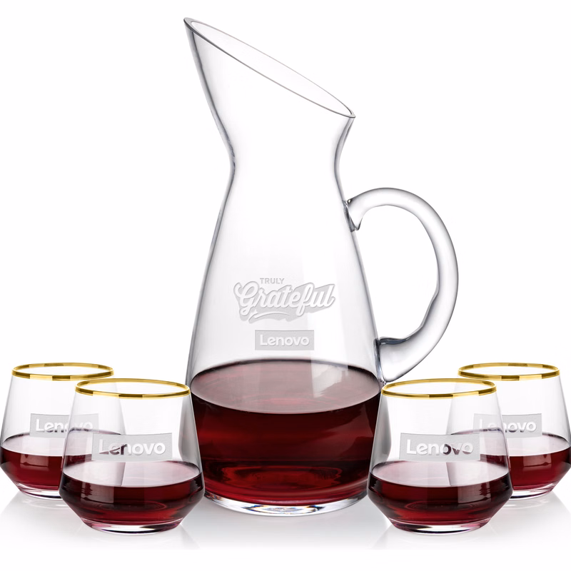 Taroni Carafe & Tucson Gold Stemless Wine