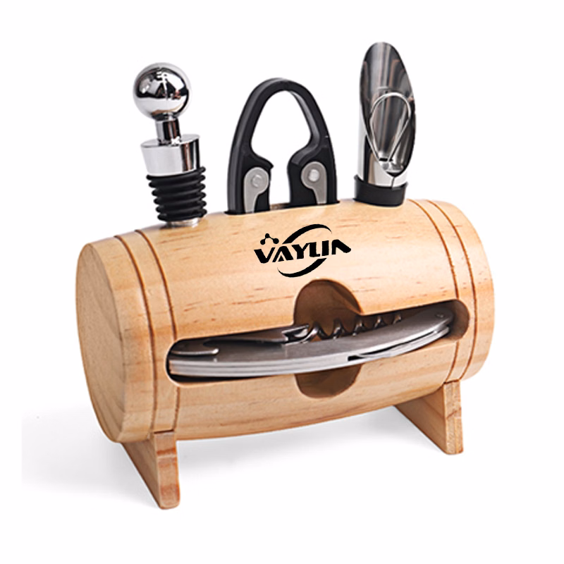 Wine Bottle Opener Set With Wooden Stand