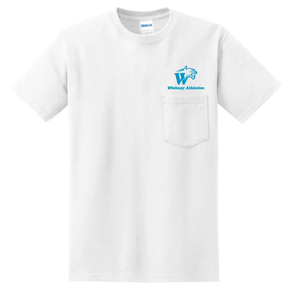 White Medium Weight Poly-Cotton Pocket Tee 1