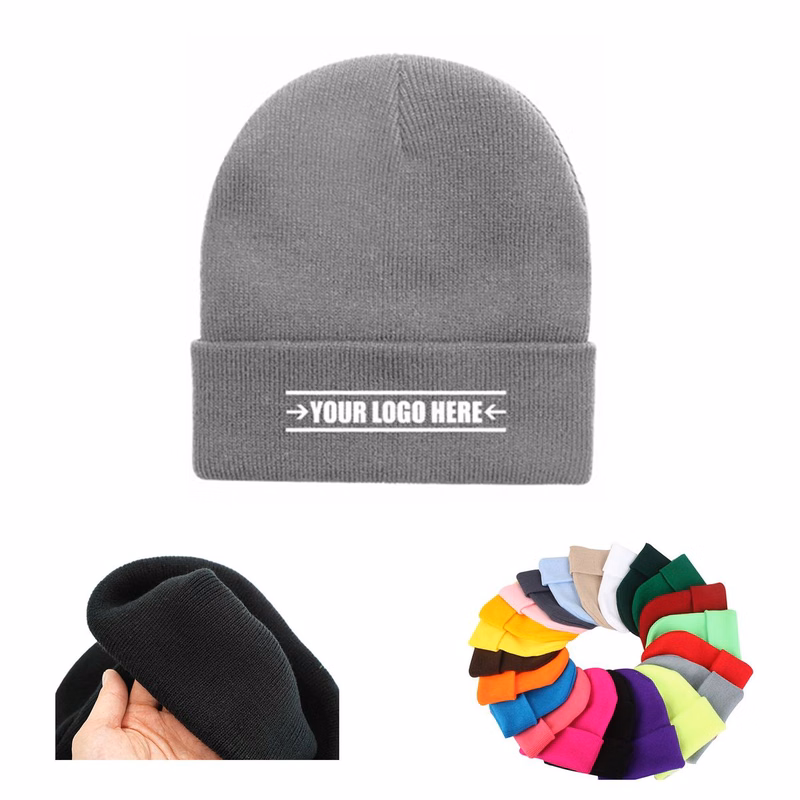 Embroidered Knitted Beanie Acrylic Hat