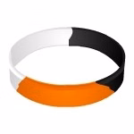 Debossed Segmented Color Filled Silicone Wristband Keychain