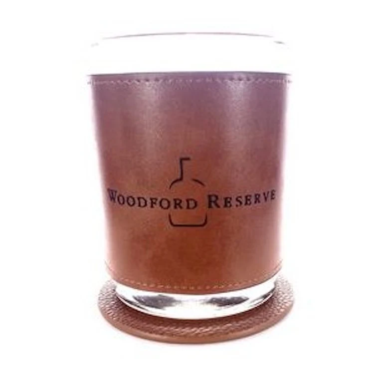 Leather-wrapped Glass Set w/ Coasters 1