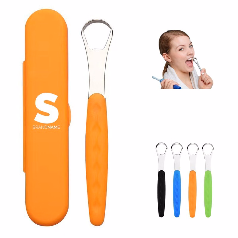 Stainless Steel Tongue Scraper Cleaner with Travel Case