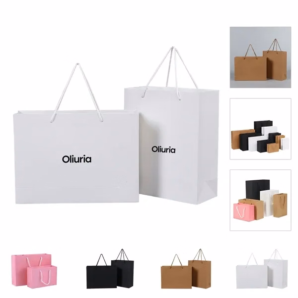Custom 10x4x8 Cotton Handle Paper Tote Bag Matte Laminated — Reusable Shopping