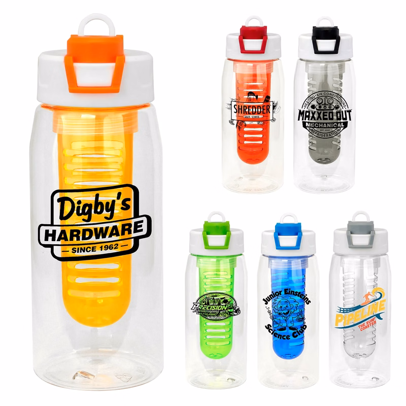 Two Tone Pop Up 25 oz. Recycled Bottle with Infuser
