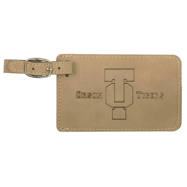 Light Brown Faux Leather Luggage Tag 1