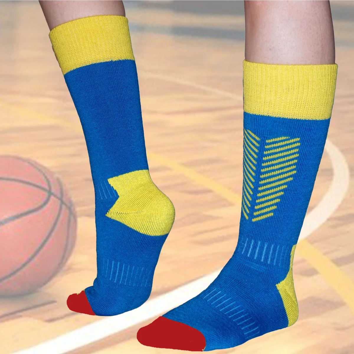 Cushioned mid cuff custom knit basketball socks, 144 needles 1