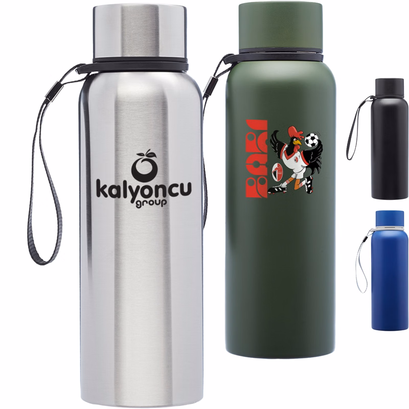 17 oz Vacuum Insualted Ransom Water Bottle w/ Carrying Strap