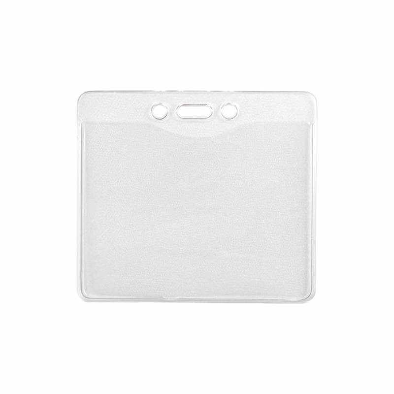 Horizontal Top-Load Clear Vinyl Badge Holder w/ Slot & Chain Holes