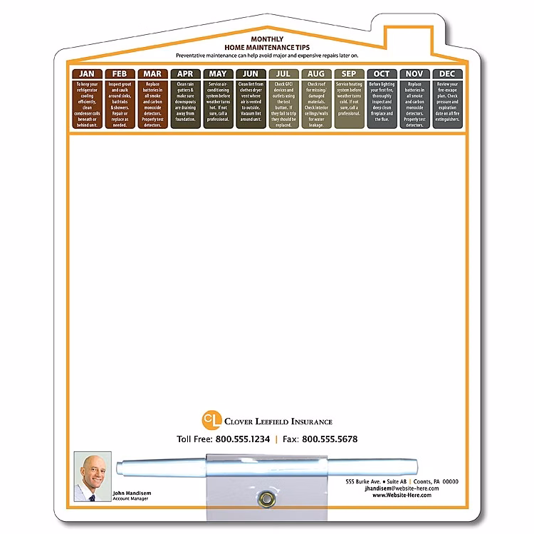 Memo Board - 8.5x10.125 Laminated Shaped (Home/House) - 14 pt.