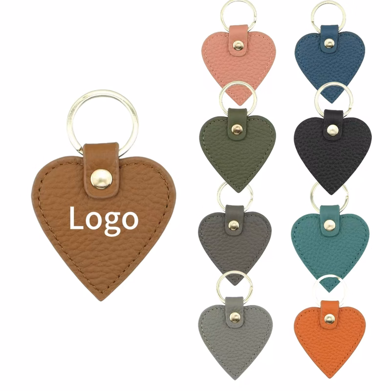 Heart Shaped Leather Keychain