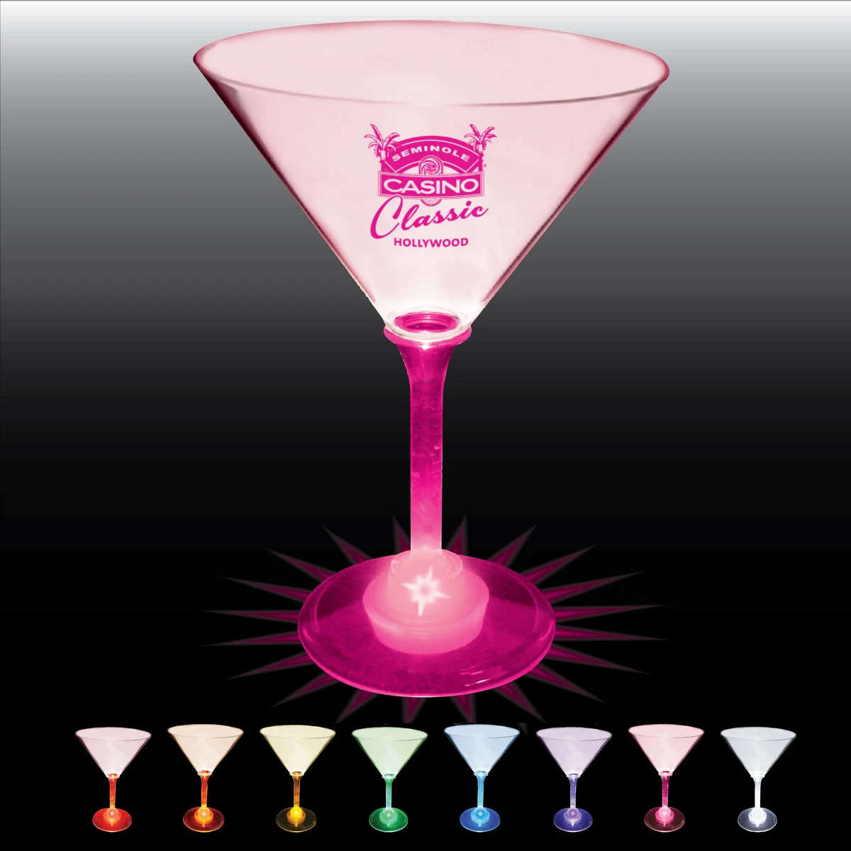 10oz Light Up Standard Stem Plastic Martini Glass 1