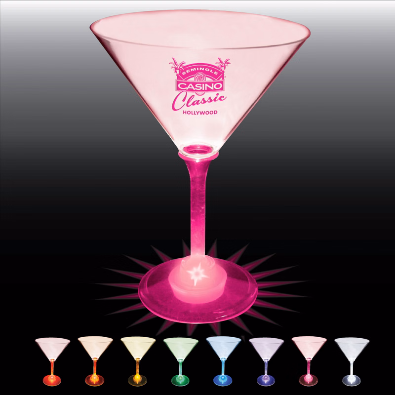 10oz Light Up Standard Stem Plastic Martini Glass