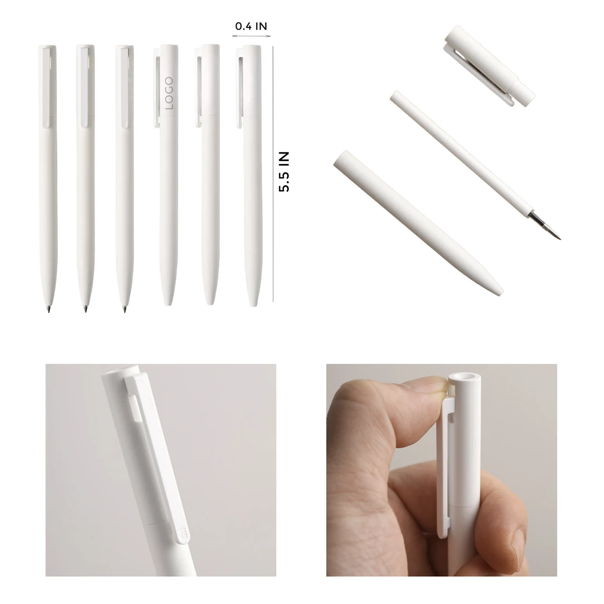 MOQ 10 PCS Elegant Pure White Click Pen 1