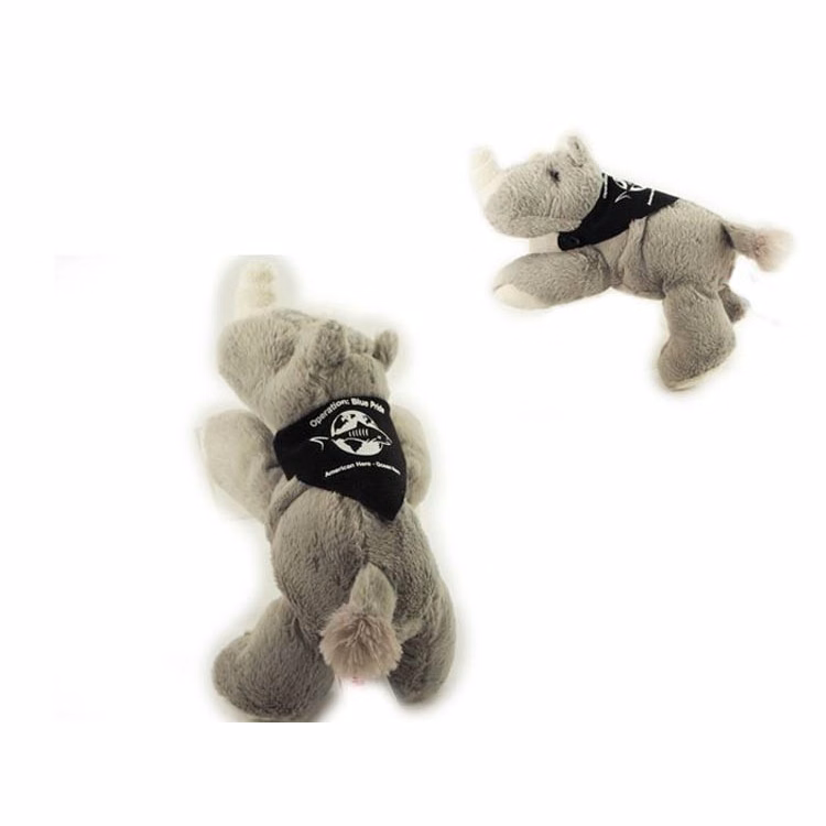 8" Rhino with bandana and one color imprint