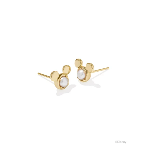 Kendra Scott Disney Gold Mickey Mouse Stud Earrings in Freshwater Cultured Pearl 1