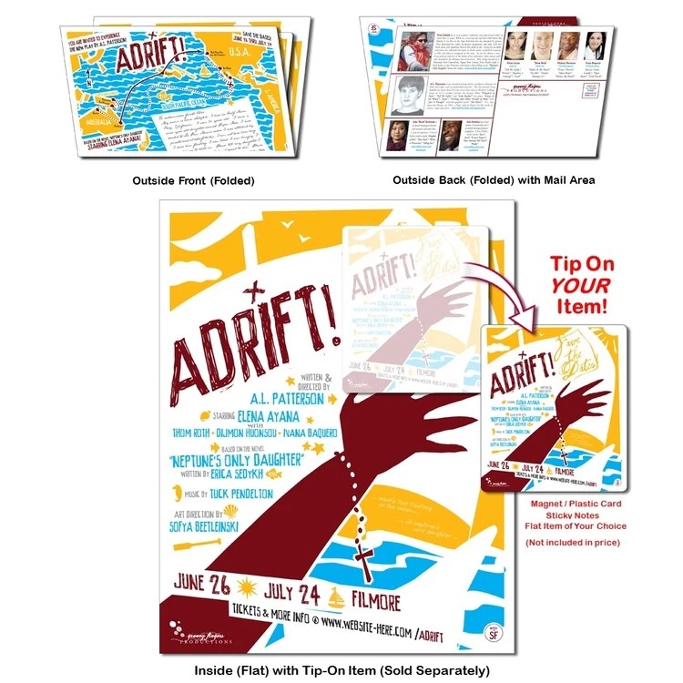 Standard Folded Postcard UV Coated with Tip-On option - 8.5 x 5.5 (folded) - 10 pt. 1