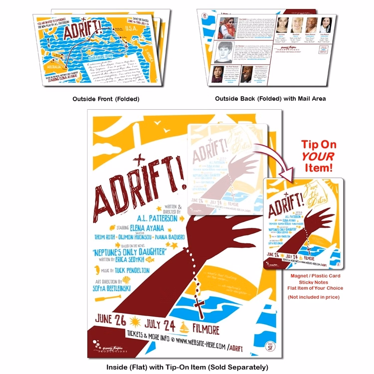 Standard Folded Postcard UV Coated with Tip-On option - 8.5 x 5.5 (folded) - 10 pt.