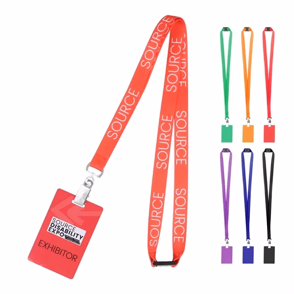 Custom 36" Polyester Breakaway Lanyard Combo with PVC Card — Trade Show Visitor Badge