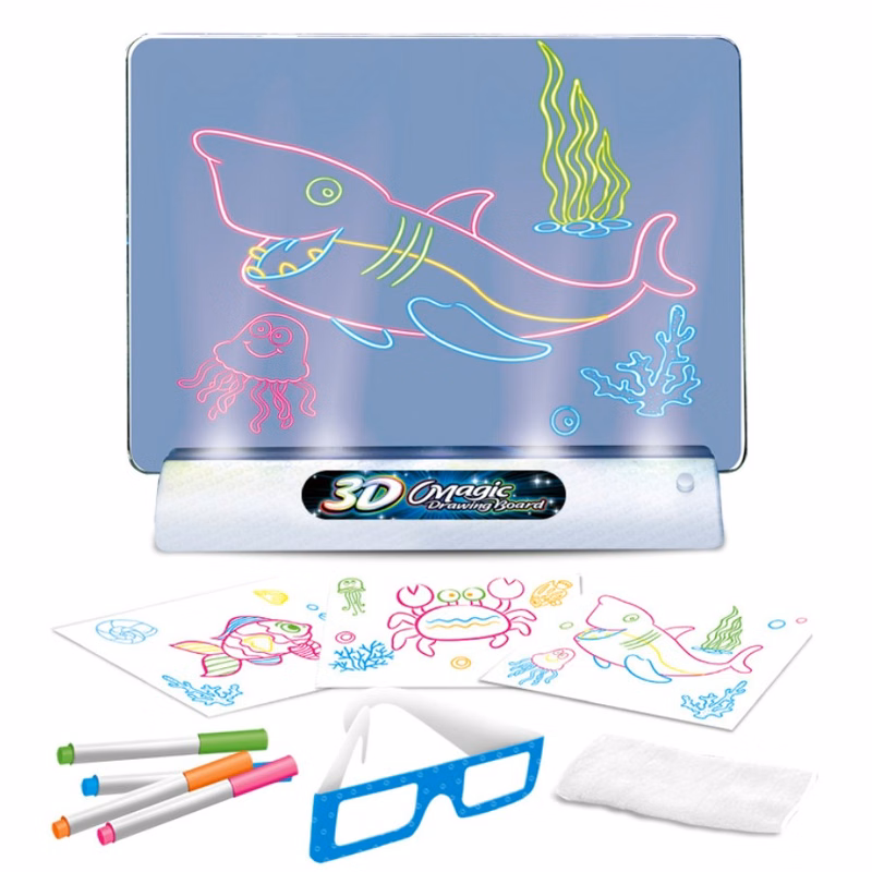 3D Fluorescent Kids' Drawing Board Set