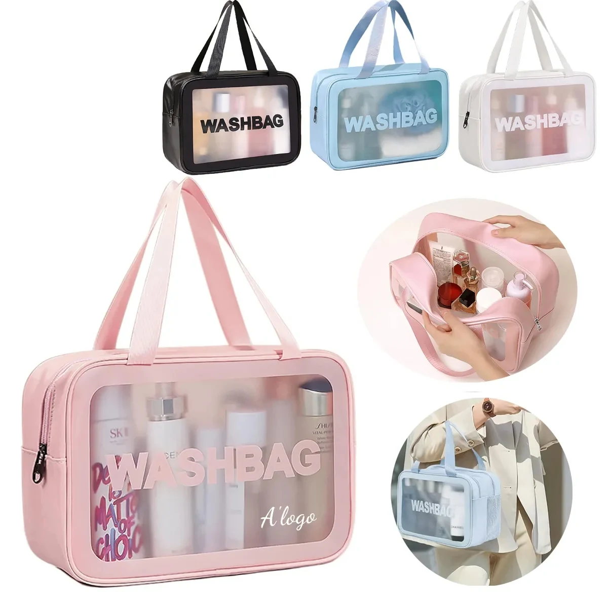 Translucent Toiletry Bag with with Handy Handle 1