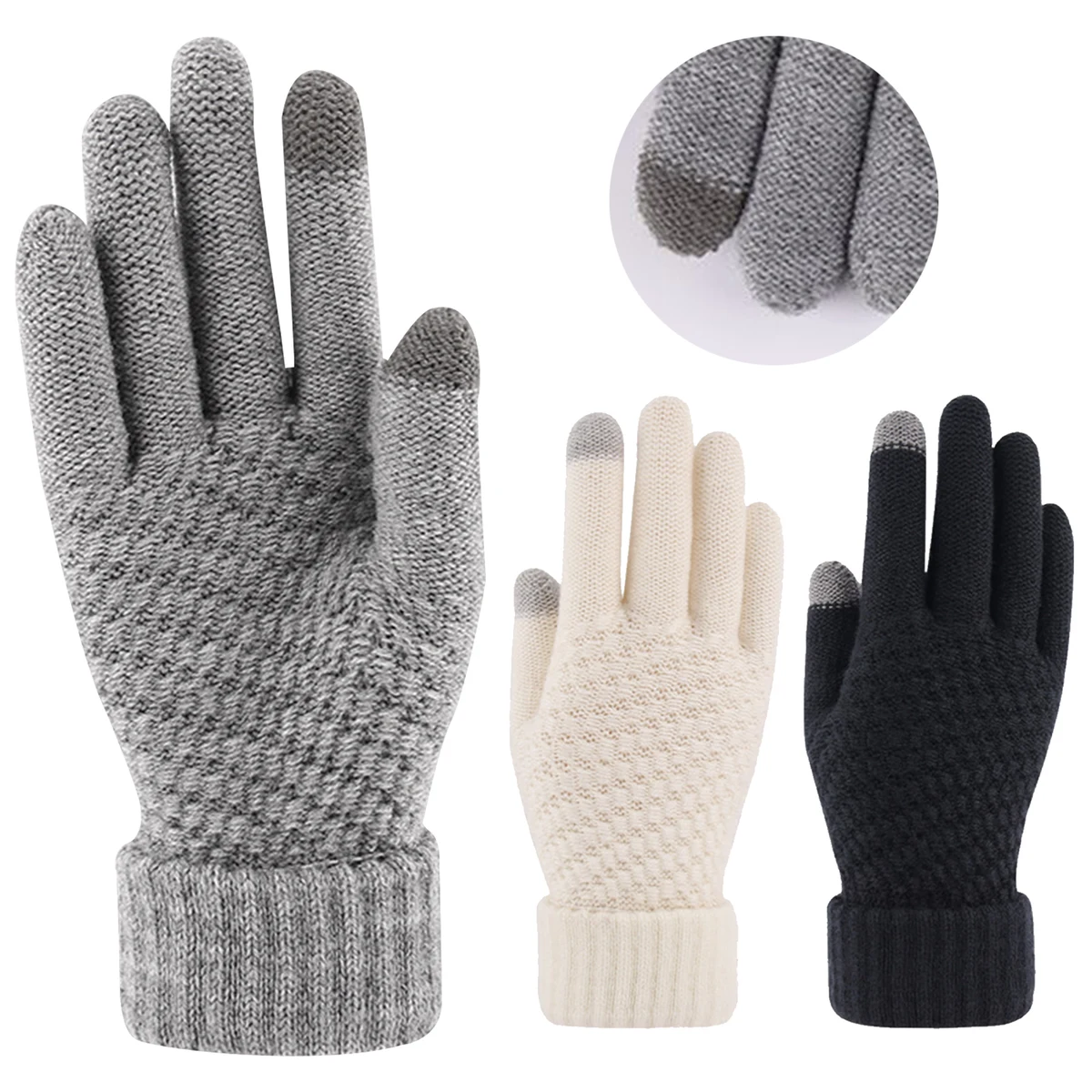 Knitted Comfort Thickened Cold-Proof Touch Screen Gloves 1
