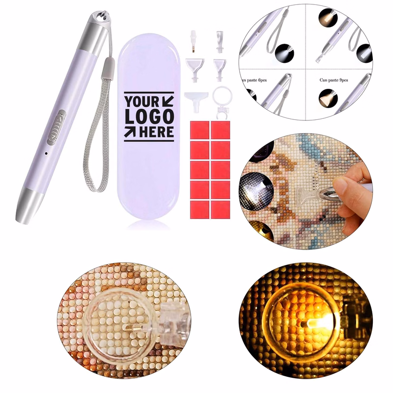 Diamond Painting Drill LED Pen Replacement Heads Magnifier Storage Case for DIY Crafts Tools