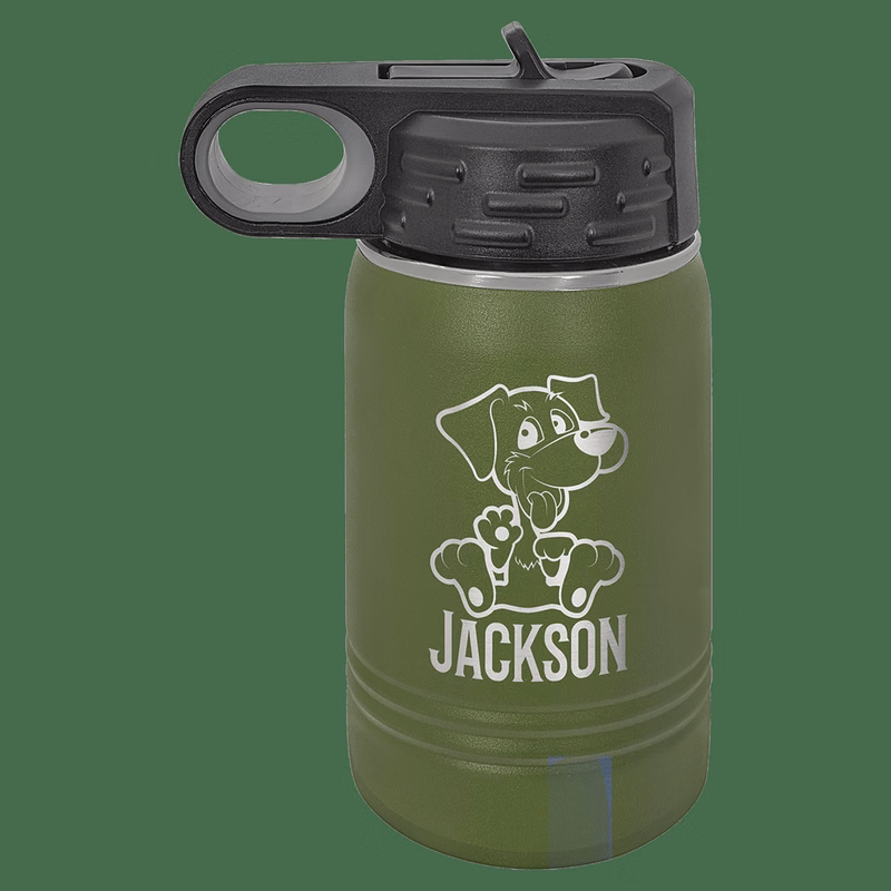 12 oz. Olive Green Laser Engraved Polar Camel Water Bottles