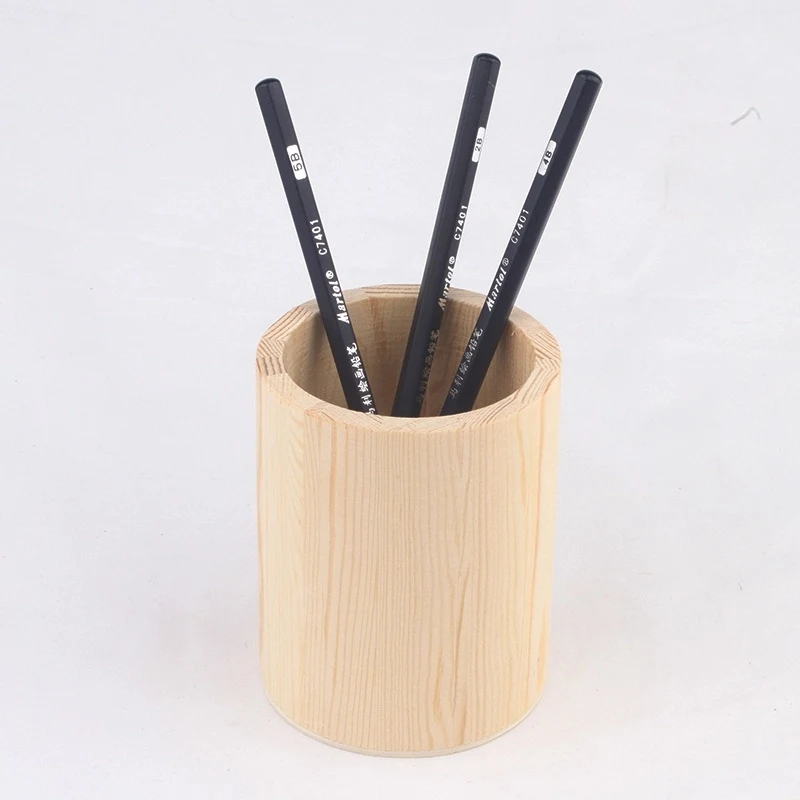 Pine Wood Desk Pen Pencil Holder 1