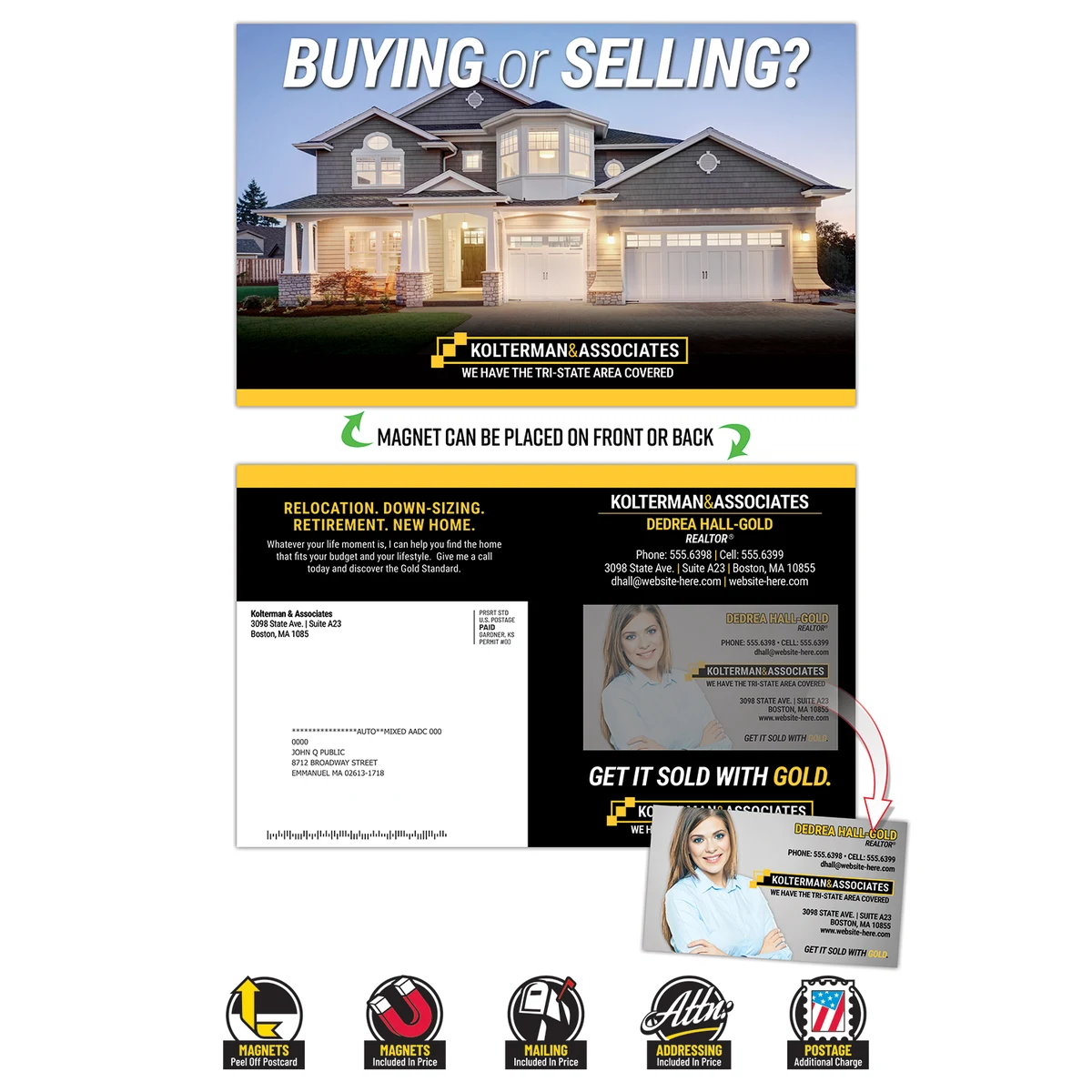 Magna-Peel UV-Coated (1S) Postcard (8.5x5.25; 10pt) with Business Card Magnet (20 mil) 1
