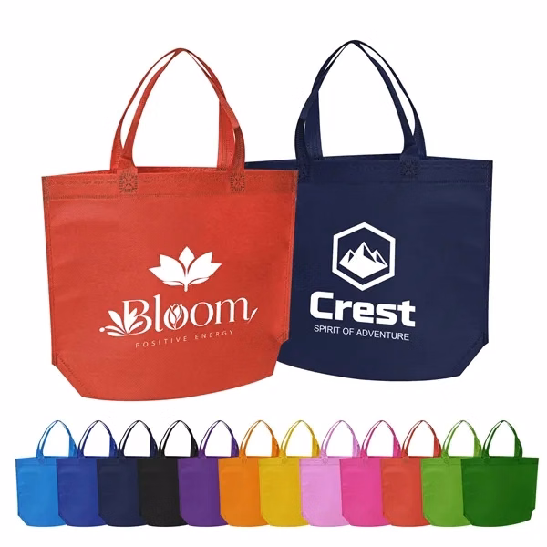 Custom 13x10 Eco Friendly Non Woven Tote Bag with Gusset — Trade Show Giveaway