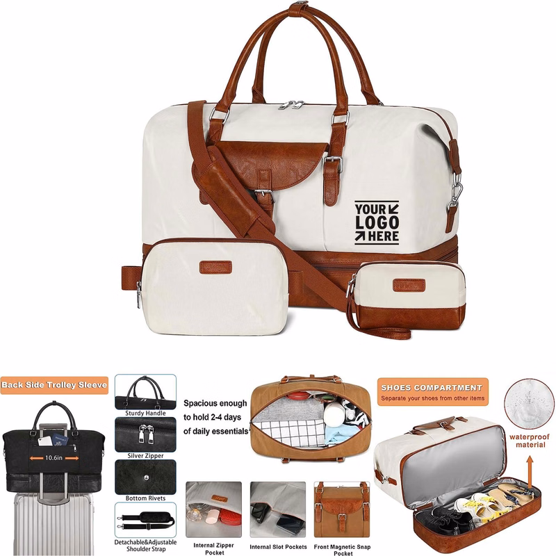 3 Pcs Women Waterproof Large Travel Weekender Overnight Bags
