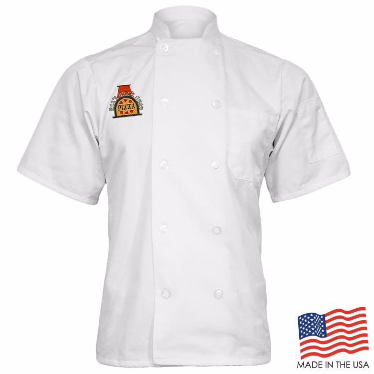 Classic Chef Coat with Short Sleeves (EMBROIDERED LOGO)