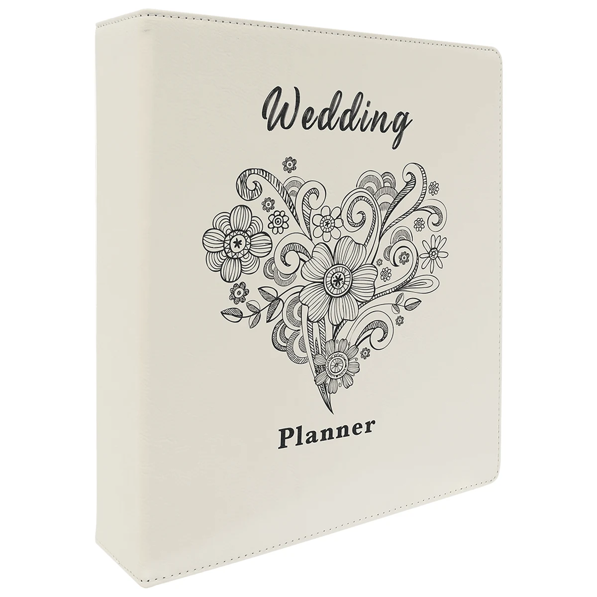 11" x 11 " White Leatherette 3-Ring Binder w/ 2" Slant D-Rings 1