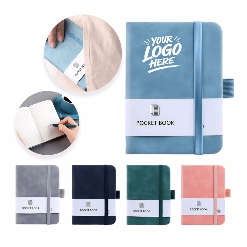 A7 Mini Leather Notebook Elastic Closure Pocket Size