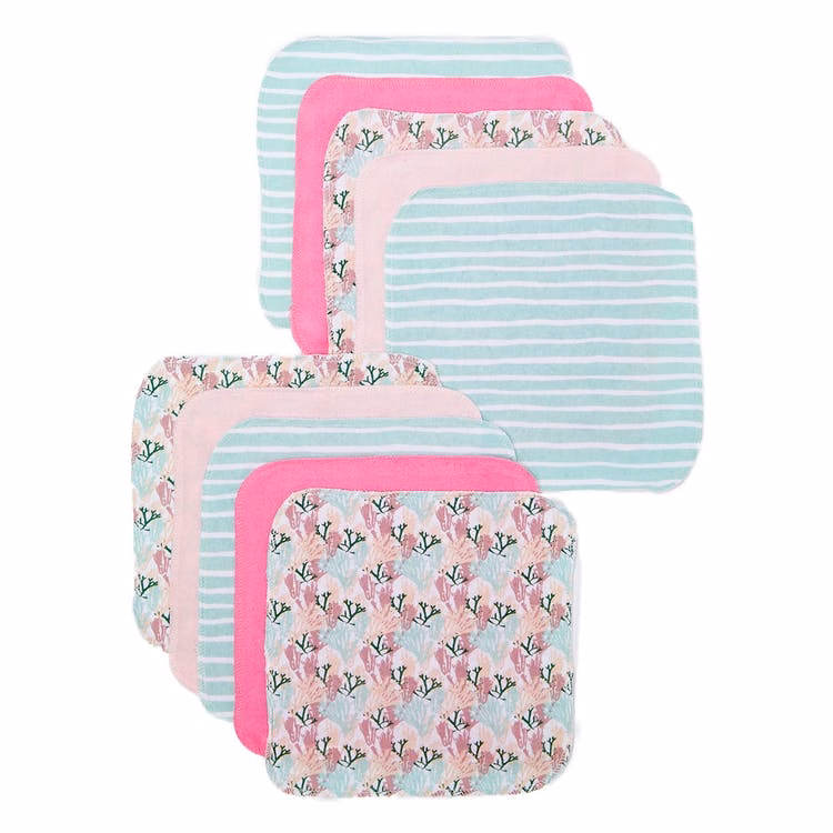 Terry Baby Washcloths - Coral 10 Pack