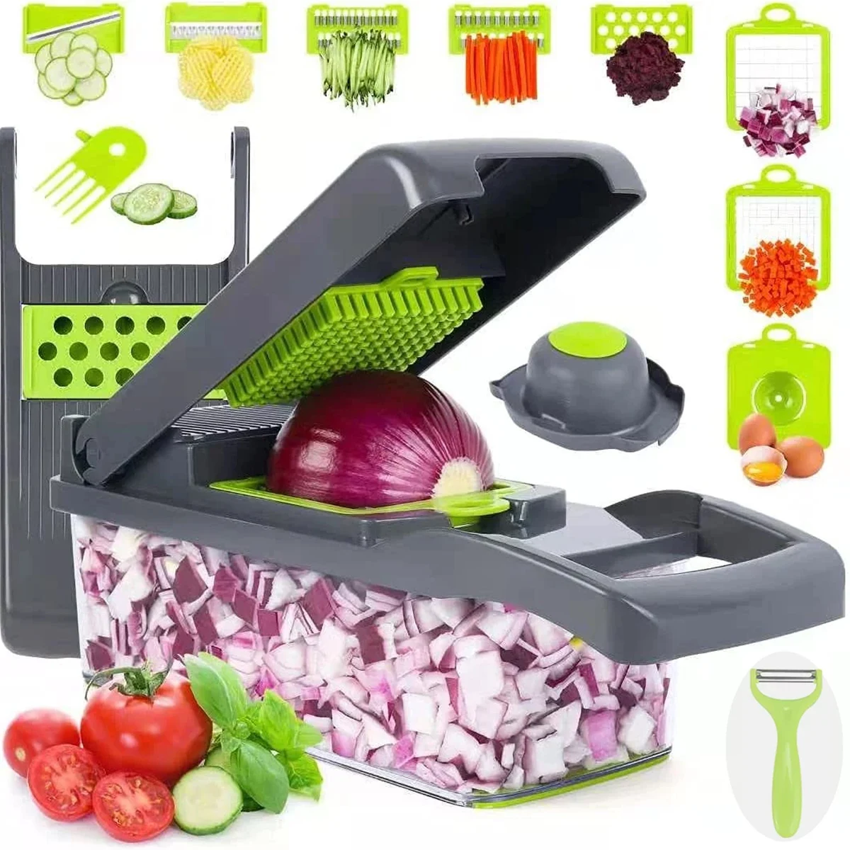 Multifunctional 12-in-1 Veggie Chopper with 8 Blades 1