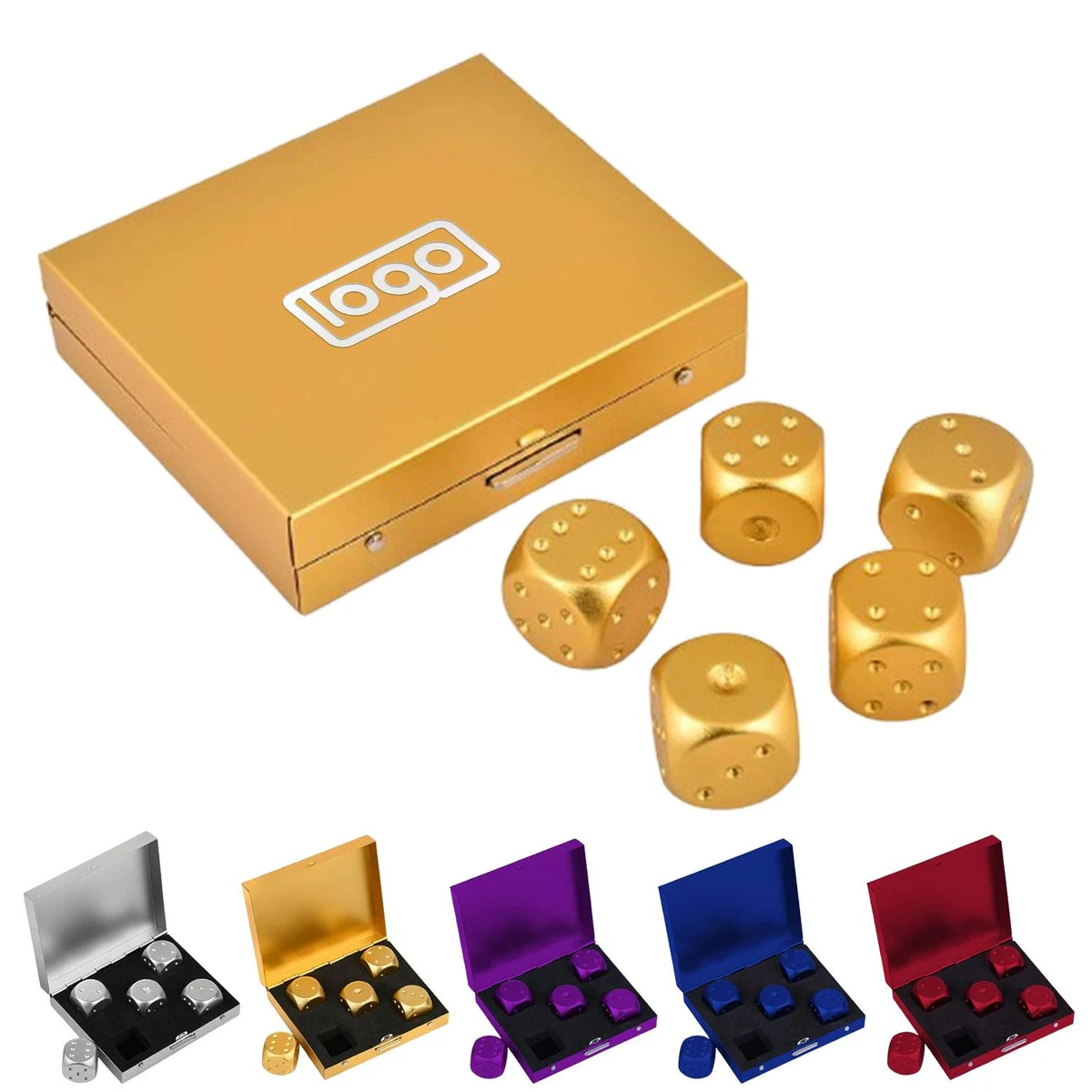 5Pcs Aluminum Alloy Dice w/ Square Case 1