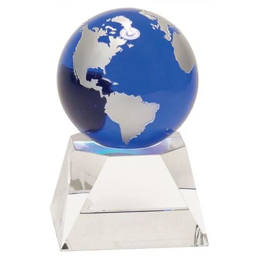 Crystal: 5" Blue Globe on Clear Base 1