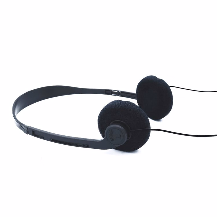 Single Use Headphones - Stereo Black Lightweight