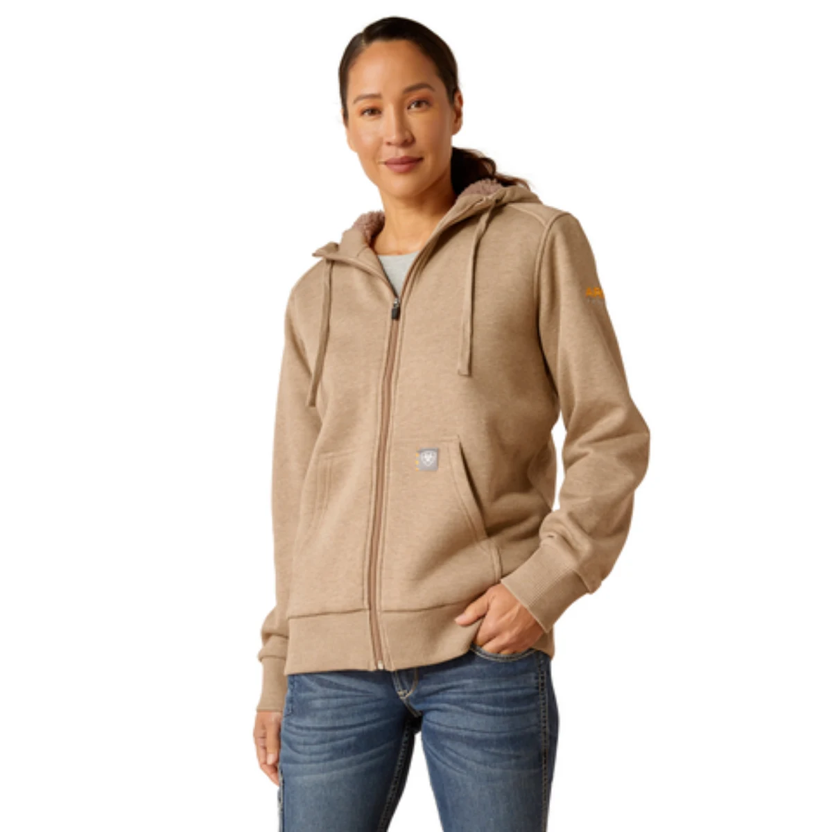 Ariat Rebar All-Weather Sherpa Full Zip Hoodie, custom hoodie or sweatshirt with logo imprint 1