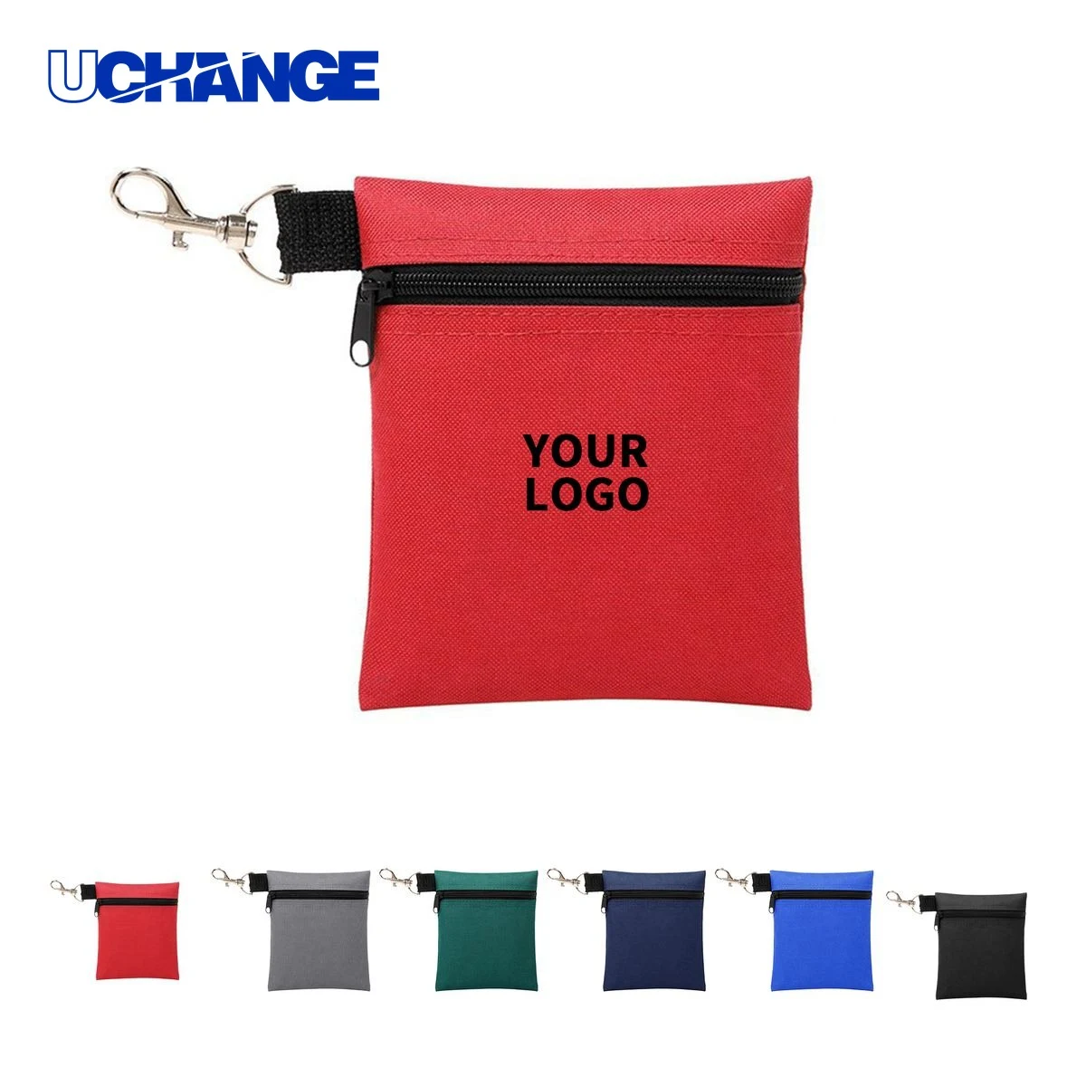 Polyester Zipper Golf Ball Pouch with Swivel Clip 1
