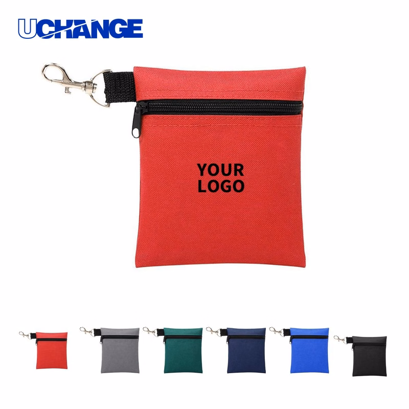 Polyester Zipper Golf Ball Pouch with Swivel Clip