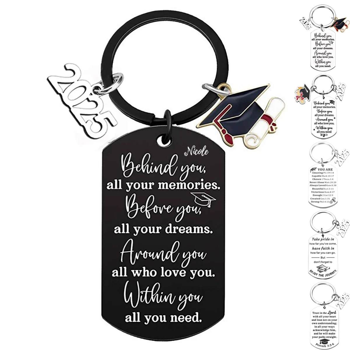 Personalized Stainless Steel 2025 Graduation Keychain 1