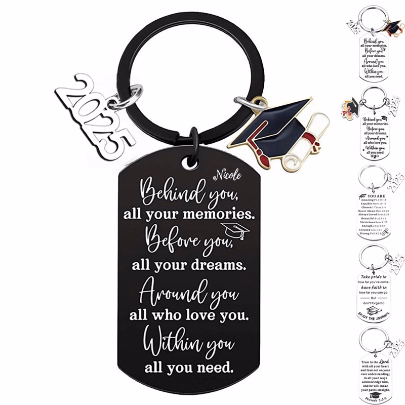 Personalized Stainless Steel 2025 Graduation Keychain