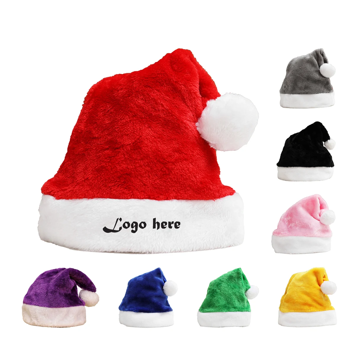 Short Plush Santa Hat Christmas Hat With Trim 1