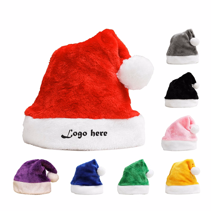 Short Plush Santa Hat Christmas Hat With Trim